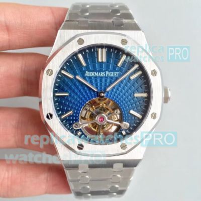 Swiss Clone Audemars Piguet Royal Oak Tourbillon Watch SS Blue Dial